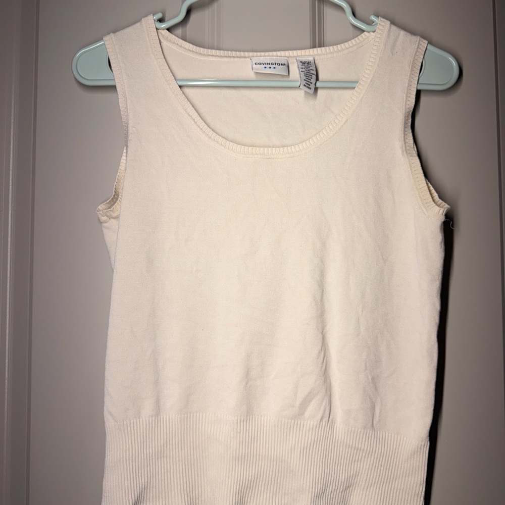 Covington Cream Ribbed Waist Tank Top